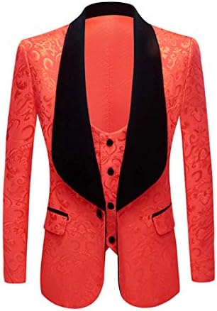 Pyjtrl Mens 2 Peças Conjunto de Jacquard Tuxedo Suits Jacket e colete