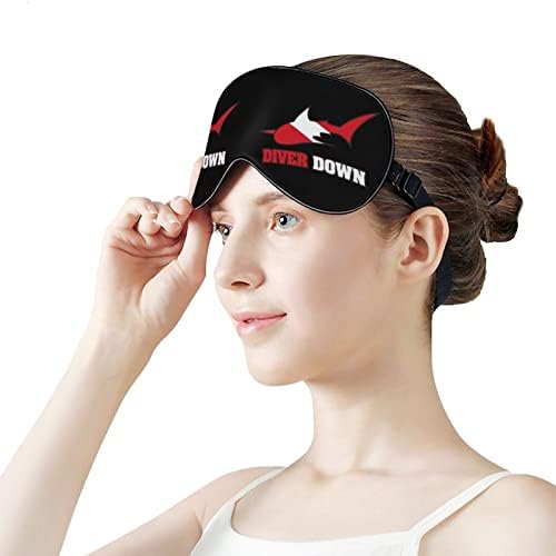Divery Down Flag Shark Sleep Mask Soft Blindfold Máscara de olho portátil com alça ajustável para homens mulheres