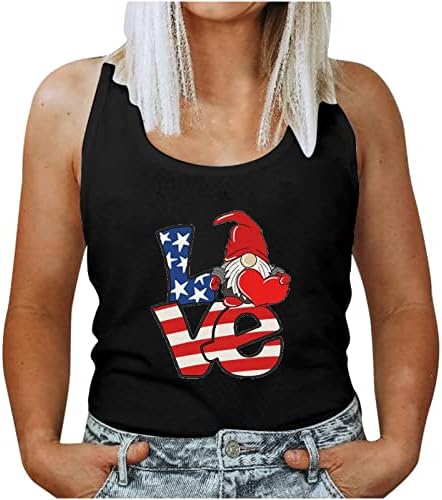 Tampas de tanques para mulheres soltas Fit 4 de julho Camisas sem mangas EUA