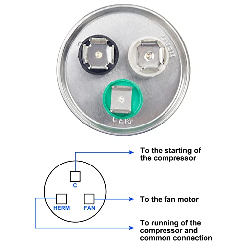 Sfielcapa 50 + 5 MFD 50/5 UF ± 6% 370/440 Vac CBB65 CAPACITOR DO CIRCULAR DA RUND DUL