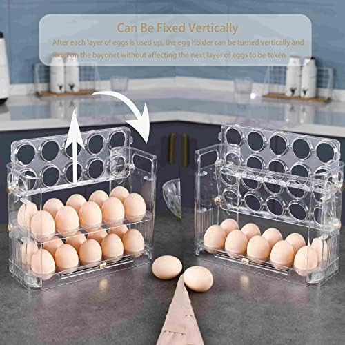 Wanapure Egg Somer para geladeira 30 Recipiente de armazenamento de ovos de grade para geladeira, 3 camadas Recipiente de ovo