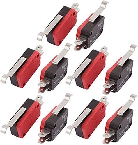 XIANGBINXUAN MICRO SWITCHES 10PCS Momentar o braço de alavanca de dobradiça longa momentânea 1NC 1NC Micro limite Red