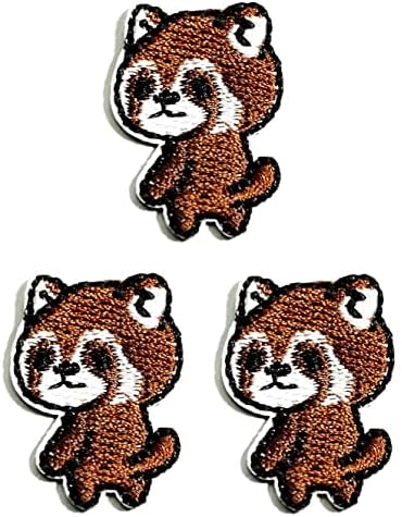 Kleenplus 3pcs. Mini Red Panda Bordado Bordado Patch Fabric Sticker Kids Cartoon Ferro em Sew On Souvenir Patches Logo Case Jeans