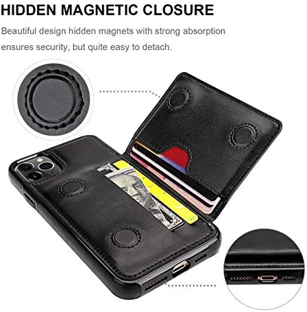 Kihuwey iPhone 11 Pro Max Wallet Case Card Card Card, Premium Leather Kickstand Tampa de proteção à prova de choque durável iPhone