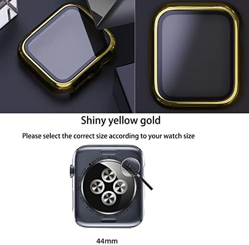 CAIXO HUSTO DO COGIFT GOLD Compatível com Apple Watch Series 6 SE Série 5 Série 4 44mm, PC Hard PC Caso Slim Temperado Protetor de Proteção Geral de Proteção para Iwatch 2-Pack