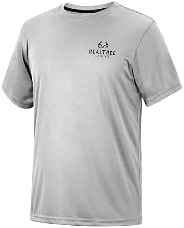 Logotipo de pesca de pesca masculina do Realtree | Teasco seco | Wicking de umidade | Proteção solar UPF 50+ Camisas de manga curta