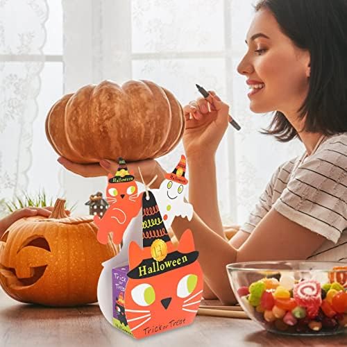 ABAODAM CAT Party Favors 10pcs Halloween Treat Halloween Paper Candy Boxes Paper Candy Pumpkin Halloween Party Treat