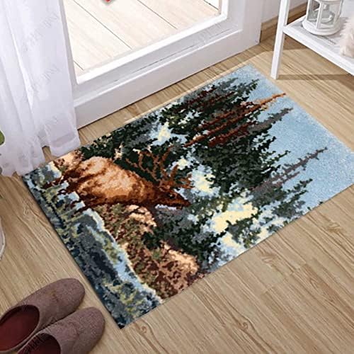 Kits de tapete de gancho de trava izzya para adultos, com padrão de paisagem natural pré -impressa Tapestry, kit de artesanato