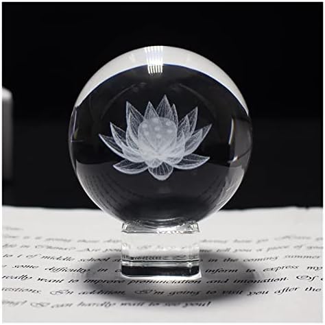 Crystal 3D Escultura Bola de vidro da esfera de vidro de vidro de vidro Cura Meditação Fengshui Decoração de casa Global Acessórios Presentes Cristal Energia natural Exorcizar maus espíritos Desenho de dinheiro (cor: apenas bola, Si