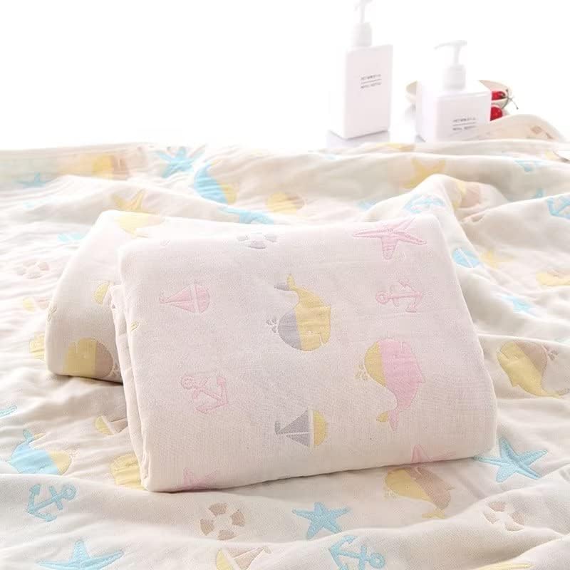 PinkMemory Baby Blanket Cot de algodão cru de cinco camadas Gaze Ocean Theme Jacquard Swadling Blain for Children infantil