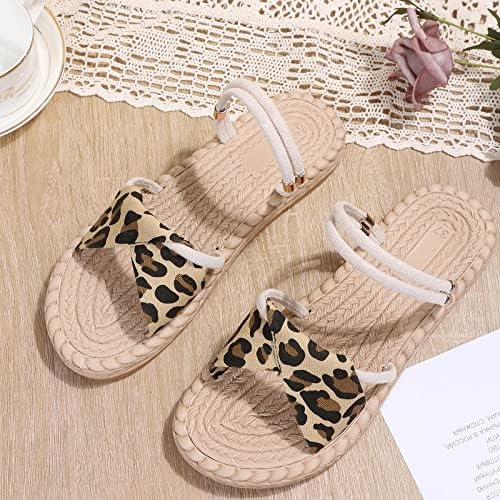 Sandálias de vestido de waserce para mulheres tamanho 10 sandálias de leopardo confortáveis ​​Sapatos de lança respirável