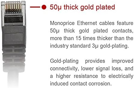 MONOPRICE - 109554 CABO DE PACTO ETHERNET CAT5E - cordão de internet em rede - RJ45, plano, encalhado, 350MHz, UTP, fio de cobre nua puro, 30WG, 30 pés, preto