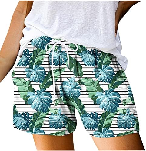 Oplxuo praia shorts para mulheres casuais impressão tropical de verão