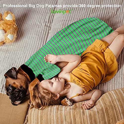 Lovinpet Big Pitbull Pijamas de cachorro, camisa de cachorro verde -algodão e cinza, algodão puro de cães de raça grande,