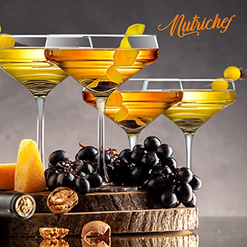 Conjuntos de nutrichefkitchen de vidro de cristal martini, par de vidro de vinho cristalino e elegante e elegante, lava -louças