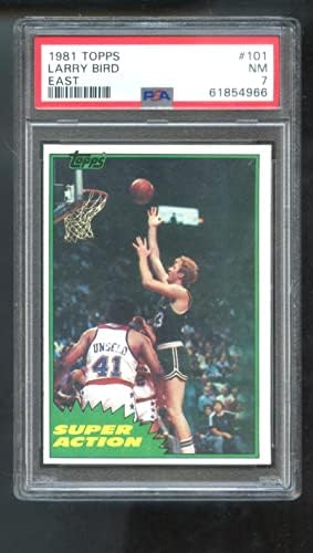 1981 TOPPS #101 Larry Bird PSA 7 Cartão classificado 1981-82 East Super Action Basquete NBA Boston Celtics NM