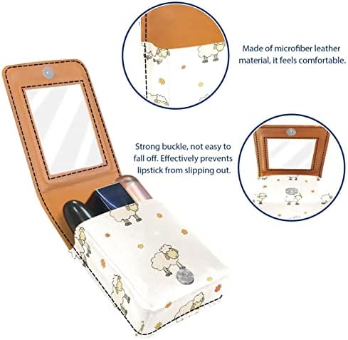 Ovelha cremosa Little floral de batom fofo com espelho para bolsa portátil mini maquiagem bolsa de viagem cosmética bolsa