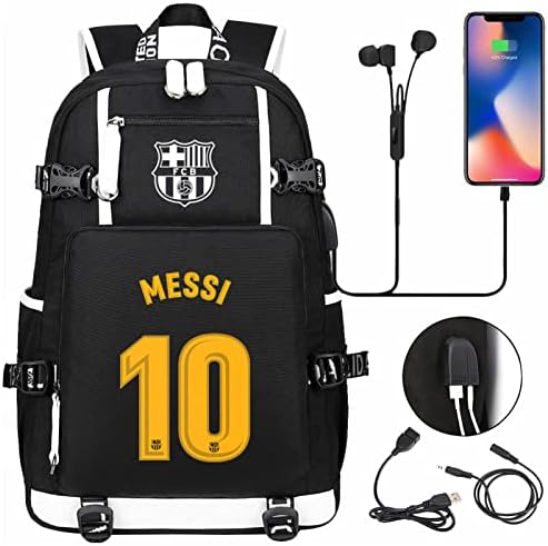 KBIKO-ZXL Teen Boys Lionel Messi Backpack Soccer Star Bookbag Classic Travel Kaps mack