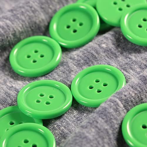 Botões verdes de 60pcs Costurando botões de resina de plástico 1 polegada para artesanato Botões verdes grandes e planos