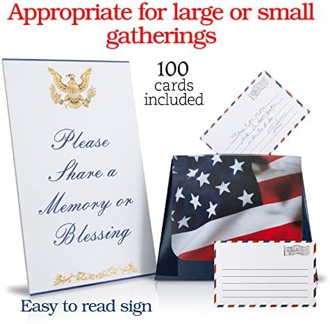 American Flag Note Card Box, conjunto de cartões de nota e sinal de memória- Compartilhe um cartão de memória para a celebração