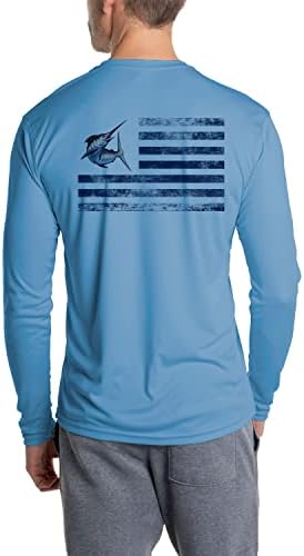 Vapor Apport Apparel Fish Fish Solar Solar Outdoor UPF 50+ Camiseta longa de manga longa, proteção solar UV para pesca, corrida,