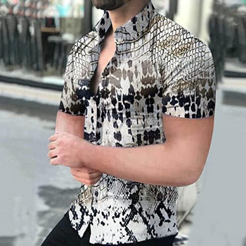 Camisas masculinas casuais elegantes masculinos de primavera e verão top top impressa camisas casuais de botão de lapela grande