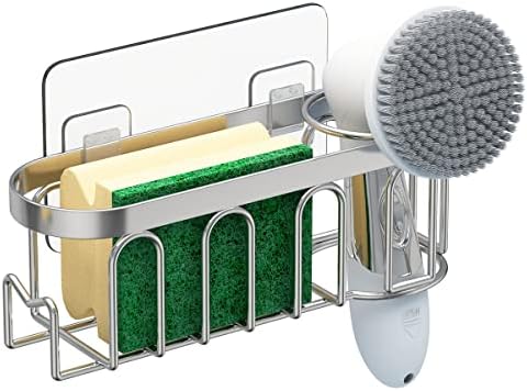 Caddy da pia da cozinha Dolris, suporte para esponja para pia da cozinha, suporte de esponja de cozinha adesivo de 3 em 1