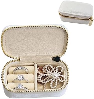 Organizador de jóias de jóias de viagens de veludo de pelúcia, mini capa de jóias de viagem, organizador de viagens de jóias, caixa