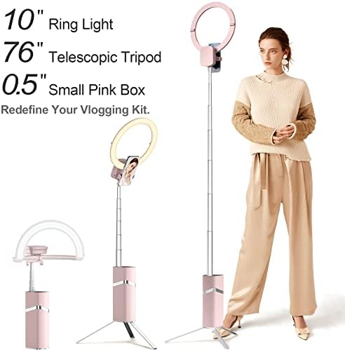 Iyesku Ring Light com suporte de suporte e telefone, suporte de tripé de 10 '' com luz de anel portátil anel portátil anel