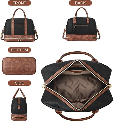 Bostanteen Weekender Bags for Women Leather Travel Duffel Distola durante a noite Duffle com compartimento de sapatos e manga de