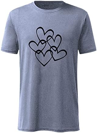 Camiseta engraçada de estampa de coração para homens mulheres, clássico casual sólido confortável tee moda de manga curta