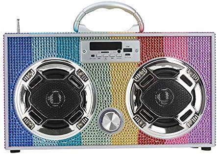 Wireless Express - Mini Boombox com alto -falantes LED - alto -falante retro Bluetooth com Rádio FM aprimorado - perfeito para casa
