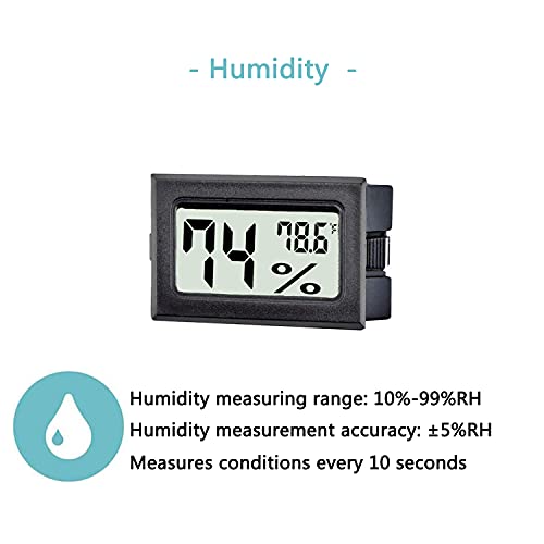 Tasogen 12 Mini Termômetro digital Hygrômetro de temperatura interna e medidor de umidade Monitor de medidores Fahrenheit
