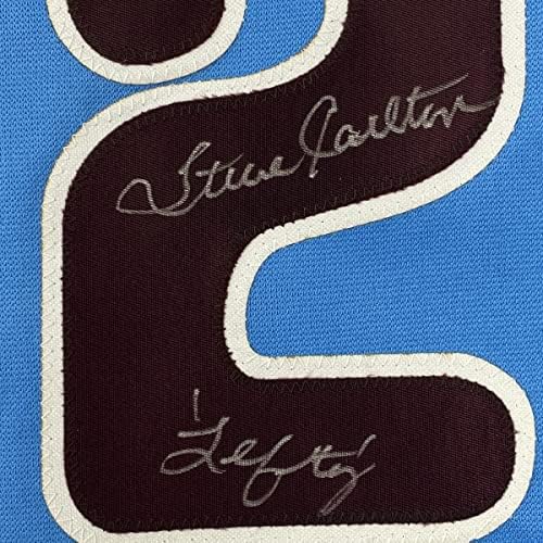 Autografado/assinado Steve Carlton Lefty Philadelphia Retro Blue Baseball Jersey JSA COA