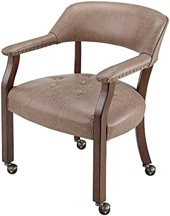 Cadeira de jantar moderna Leemtorig com rodas e braços, cadeiras de hóspedes de escritório e cadeiras de recepção, pele de camurça