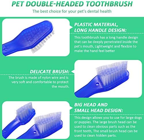 Boao 9 peças Dentes de cachorro O kit de limpeza inclui escalador de dente e espelho de raspador de dente escova de dentes escovas de dentes duplas com alça longa para gato de cachorro