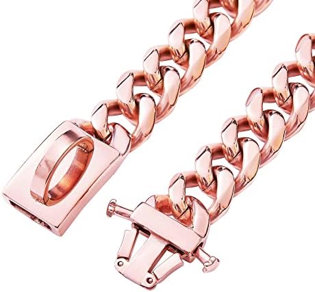 18K Rose Gold Silver Luxury Pet Cuban Dog Collar, Charm Custom Grave Id Tags Tags de aço inoxidável colares de cachorro