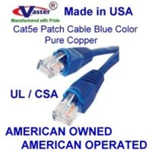 5 pés, CAG CAT5E Ethernet Patch - RJ45 Cordão de rede de computadores - azul, fabricado nos EUA
