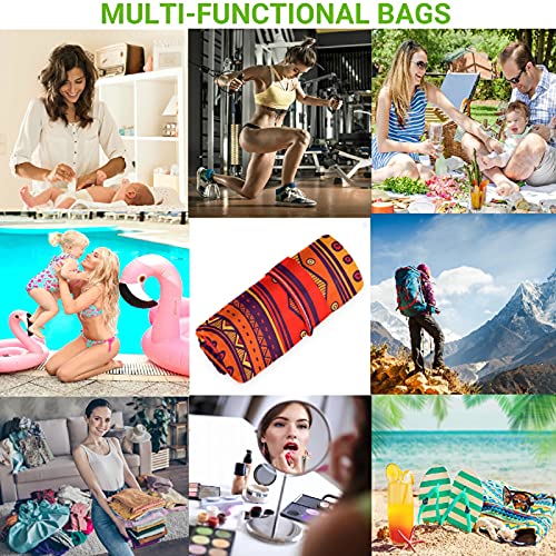 VISESUNNY Tribal Style Stripe 2pcs bolsa molhada com bolsos com zíper bolsa de fraldas salateadas reutilizáveis ​​para viajar, praia,