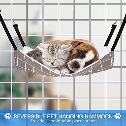 PEDGOT 3 pacote de gato reversível Hammock pendurado com tiras e ganchos ajustáveis ​​Hammock de gaiola de pet-sidel