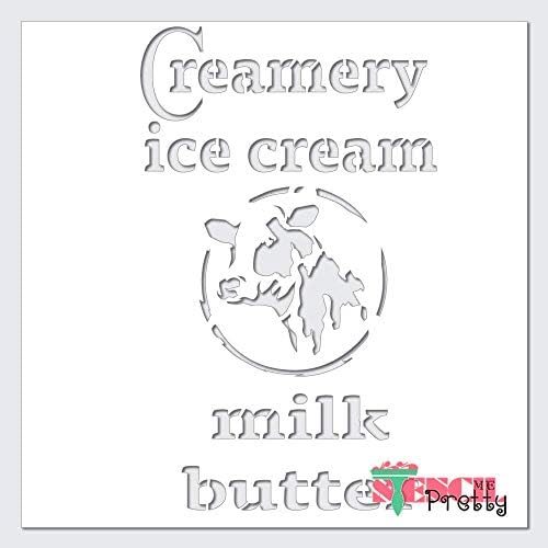 Leite de vaca de sorvete cremoso e manteiga de publicidade vintage Estêncil Melhor estênceis de vinil para pintar em madeira, tela,
