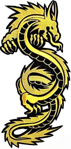 Kleenplus. Grande grande jumbo chinês de dragão de ouro patches de desenho animado adesivo artesanal artes bordadas artes de costura