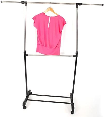 Rack de roupas expansíveis portáteis - Rolling Stand com barra horizontal para organização de armário que economiza espaço