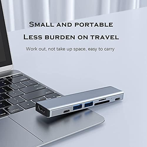 Celini USB C Hub para MacBook, 7 em 2 Adaptador USB C Compatível com porta USB C, entrega de energia 87W, 4K HDMI, USB C e 2 portas de dados USB A, SD e MicroSD Card Reader