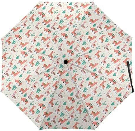 Lhama em um guarda -chuva portátil de viagens de viagem no guarda -vento portátil para a chuva automática