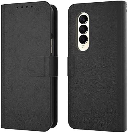 Para a caixa da carteira Galaxy Z Flip 4, capa de capa Z Flip 4 Flip 4 com slots de cartão e anel, Galaxy Z Flip 4 Caso Caso protetora Samsung Z Flip 4 Wallet Case, Black