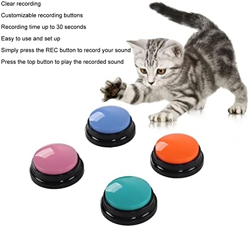 Botão de gravação de voz, botões de 4 colorido para cães para comunicação, campainha de treinamento para animais de estimação,