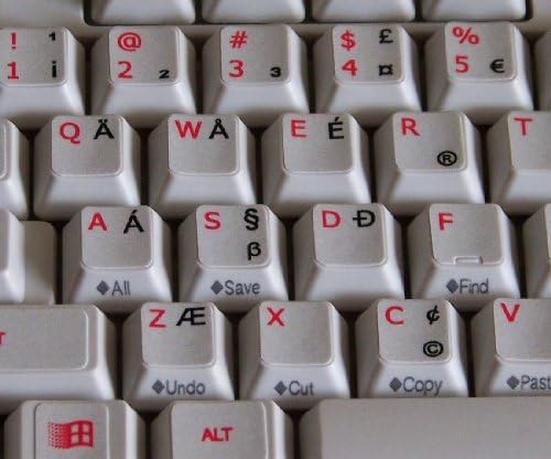 Etiquetas de teclado internacional em inglês dos EUA em fundo cinza claro