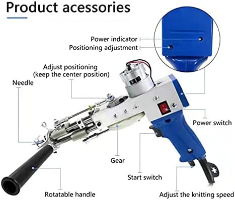 Máquina de tecelagem de carpete de alta velocidade QFFL, pistola elétrica portátil 2 em 1 de uso duplo, 12-24 etapas/s ajustáveis,