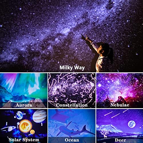 You Ke la Planetarium Projecor Night Light, Galáxia de projeção de 7 em 1 com Aurora Constelação Nebula Moon Planets 360 ° Girando Lâmpada de Estrela Focal Focal